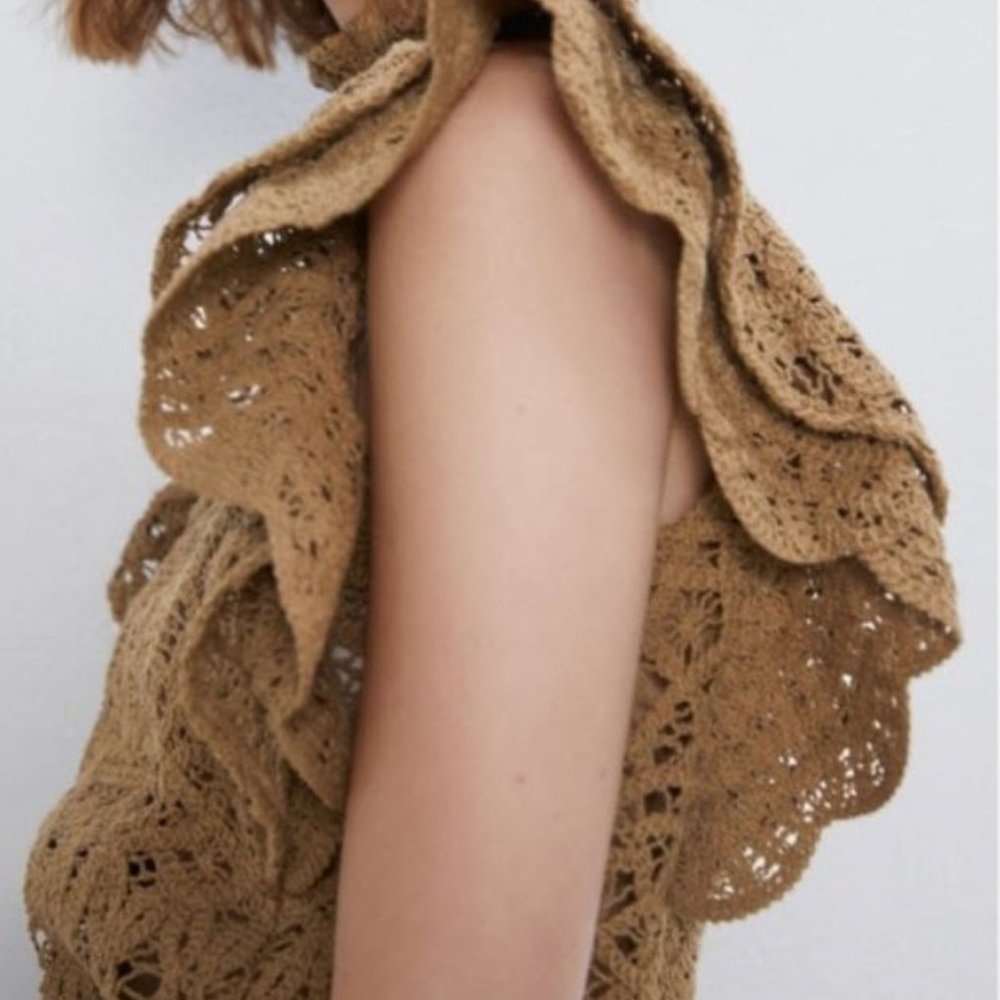 Zara Crocheted Ruffle Top - Picture 3 of 6
